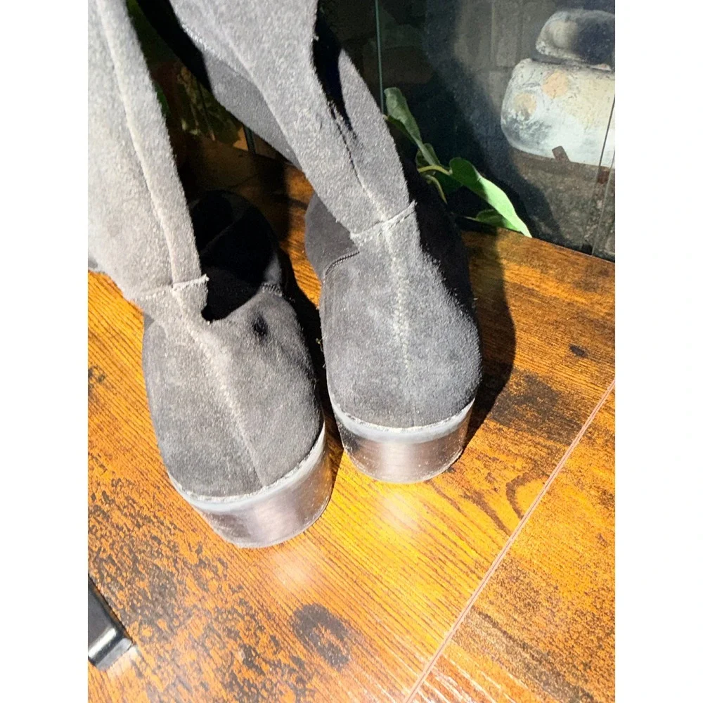 Sporto Felicia Over The Knee Boots Women Black Suede Round Toe Size 9